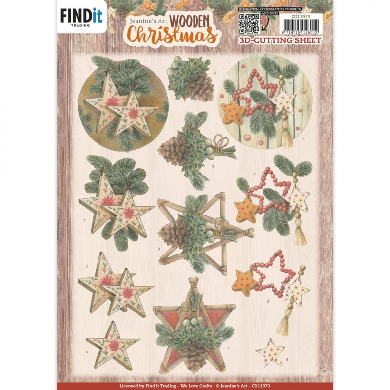 3D Cutting Sheets - Jeanine's Art - Wooden Christmas - Wooden Stars