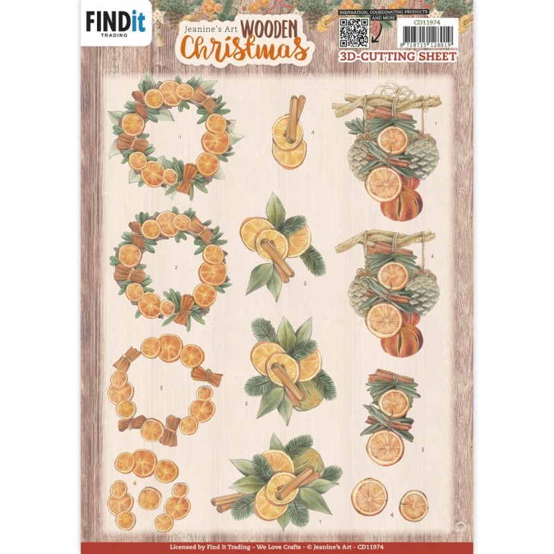 3D Cutting Sheets - Jeanine's Art - Wooden Christmas - Orange Fruit