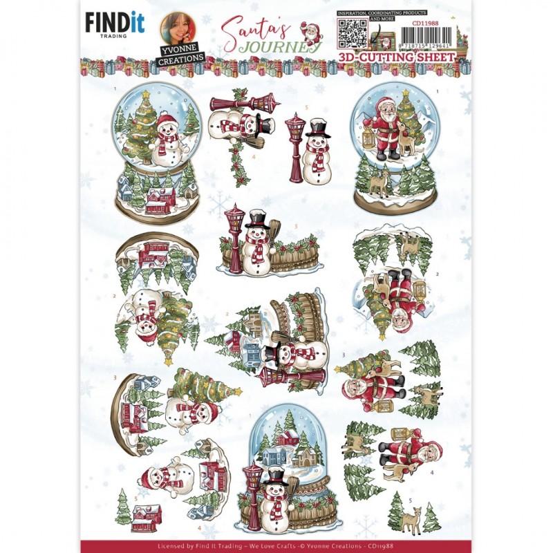 3D Cutting Sheet - Yvonne Creations - Santa's Journey - Globe