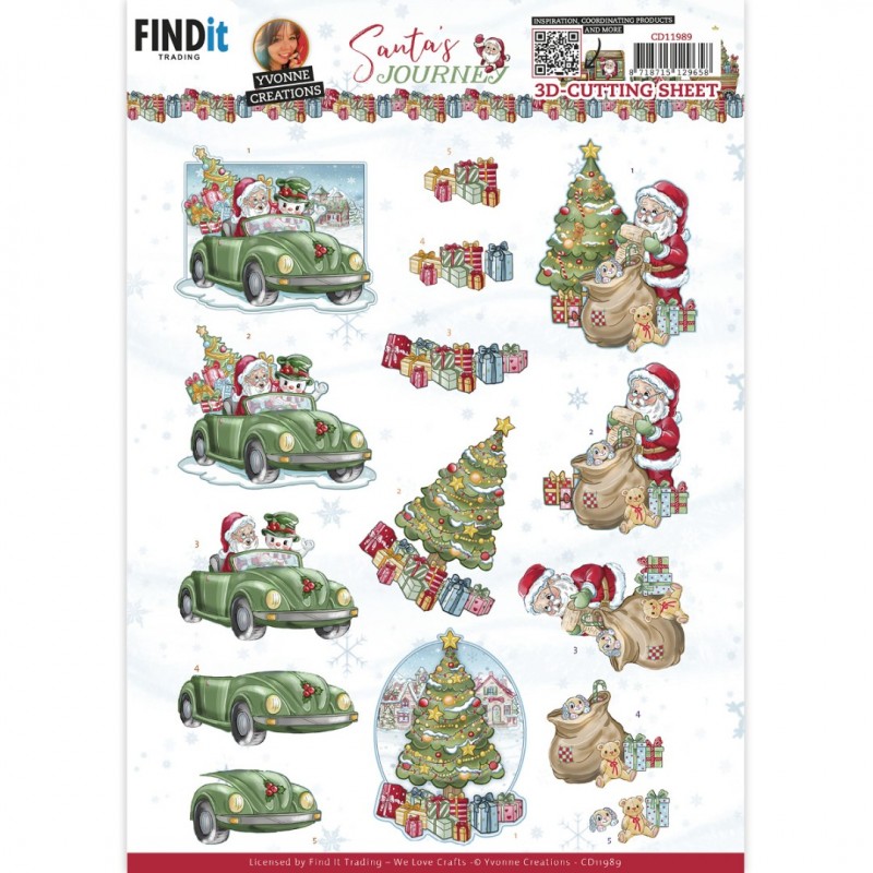 3D Cutting Sheet - Yvonne Creations - Santa's Journey - Car