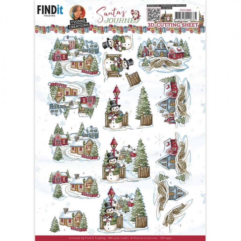 3D Cutting Sheet - Yvonne Creations - Santa's Journey - Village