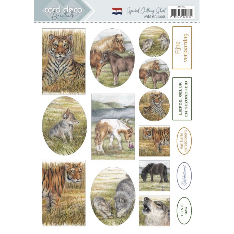 Scenery  Cutting Sheets - Card Deco Essentials - Wild Animals - Dutch