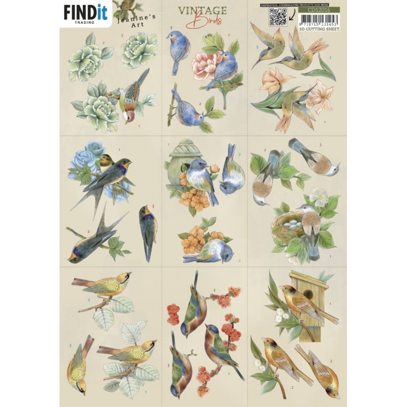 3D Cutting Sheet - Jeanine's Art - Vintage Birds - Mini