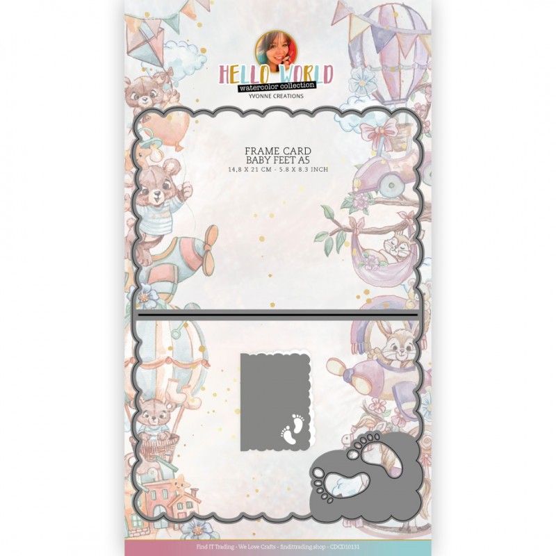 Dies - Yvonne Creations - Hello World - Frame Card Baby Feet Border A5