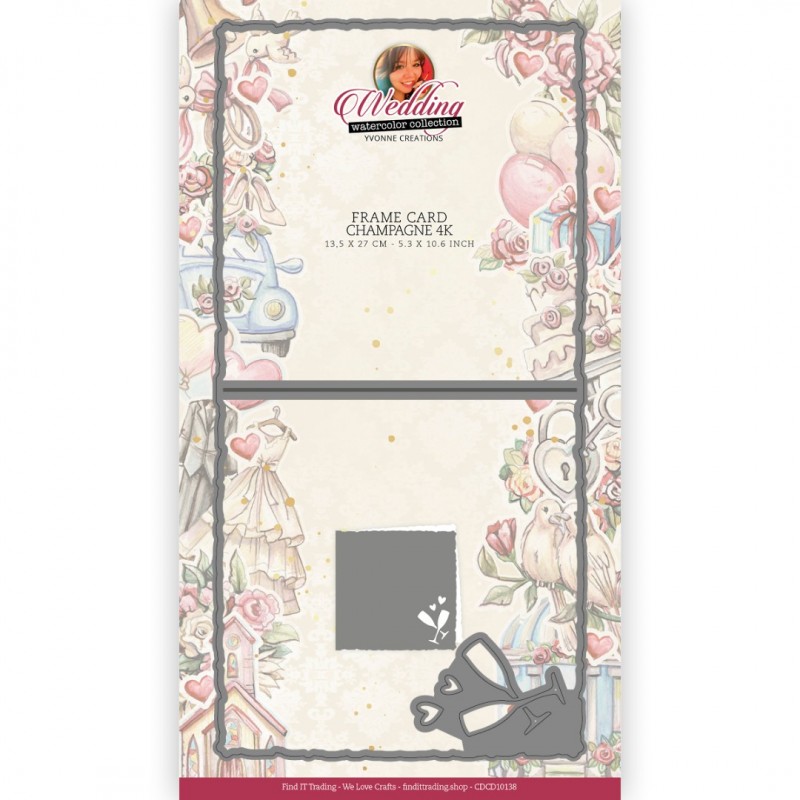 Dies - Yvonne Creations - Wedding - Frame Card Champagne Border 4K