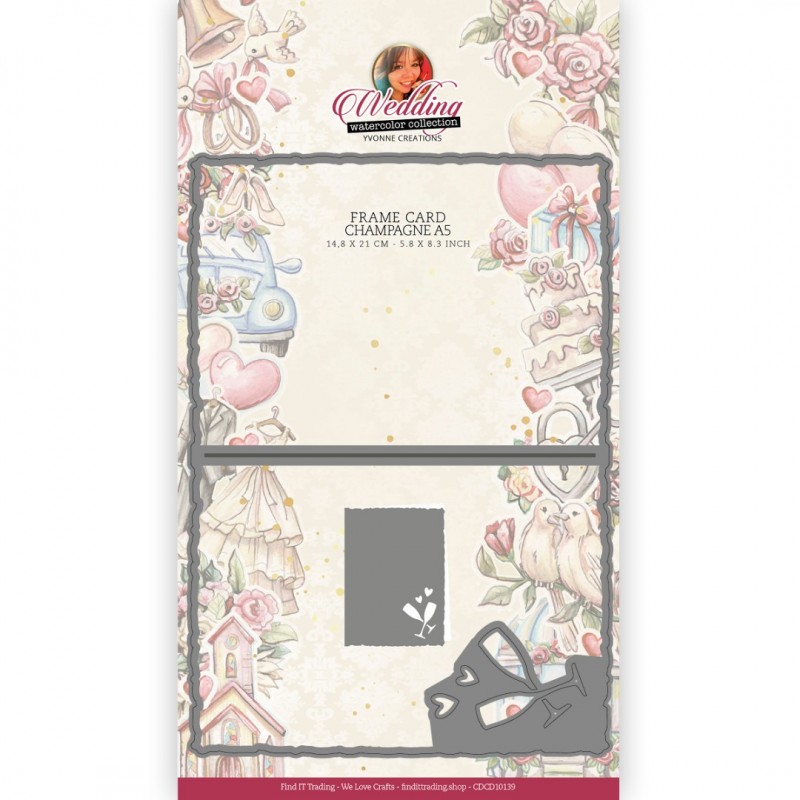 Dies - Yvonne Creations - Wedding - Frame Card Champagne Border A5