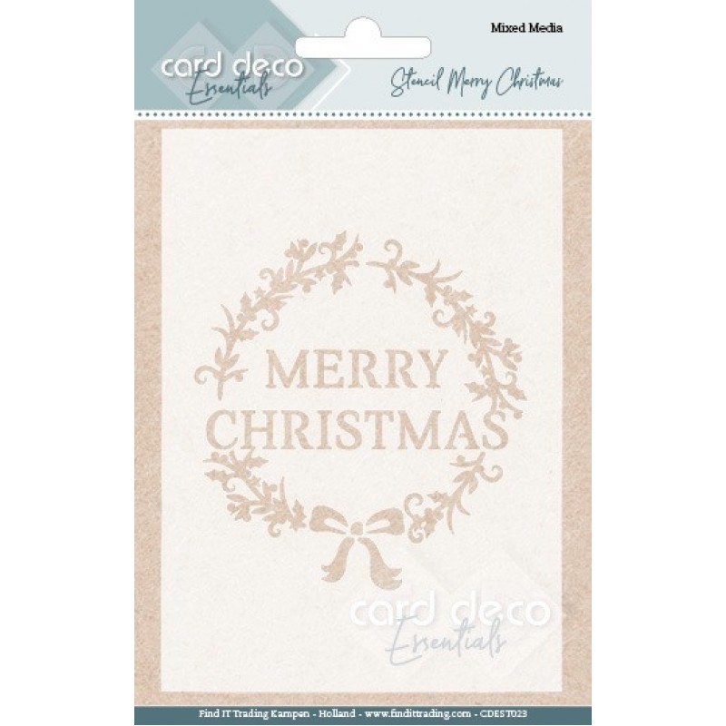 Card Deco Essentials - Mixed Media Stencil - Merry Christmas