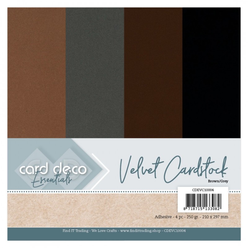Card Deco Essentials - Velvet, Velours, Fluweel en zelfklevend Karton Brown/Grey