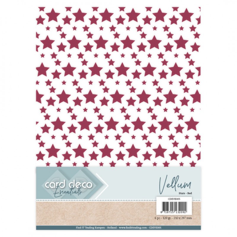 Card Deco Essentials - Vellum - Stars Red