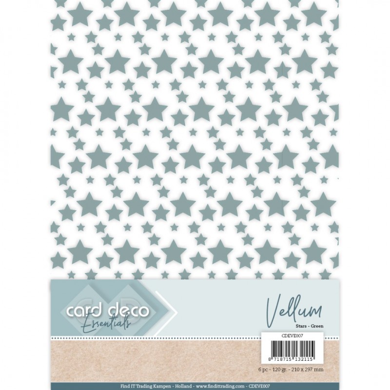 Card Deco Essentials - Vellum - Stars Green