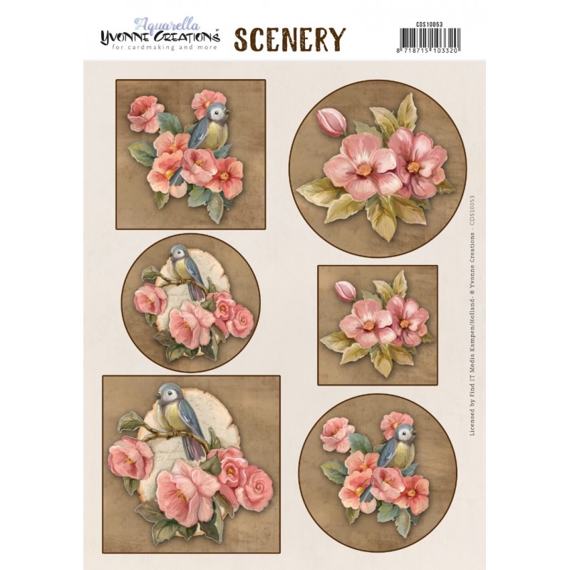 Push Out Scenery - Yvonne Creations - Aquarella - Birds and Flowers