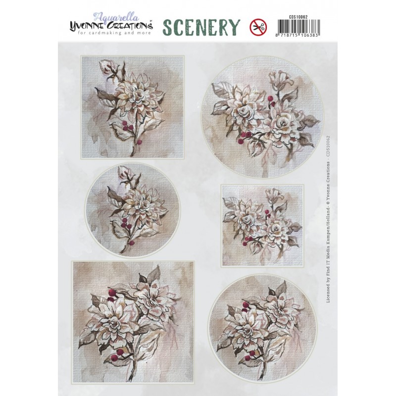 Push Out Scenery - Yvonne Creations - Aquarella - Vintage Flowers