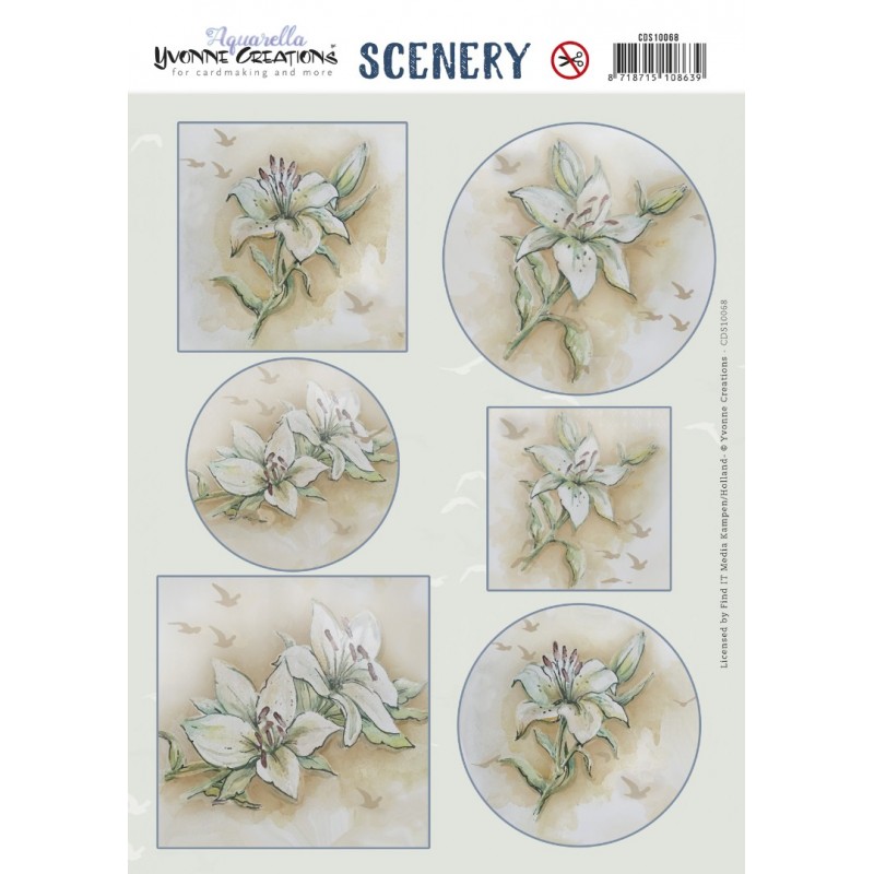 Push Out Scenery - Yvonne Creations - Aquarella - White Lily