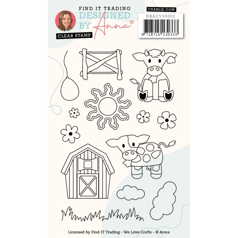 Designed by Anna - Mix and Match Clear Stamps - Charlie Cow