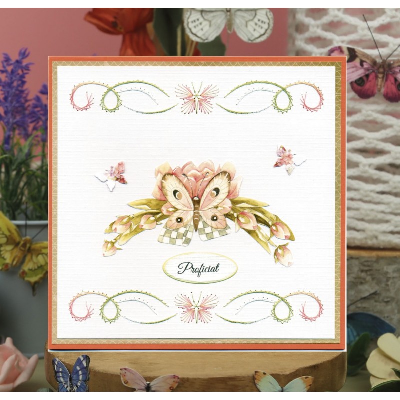 3D Push Out - Precious Marieke - Beautiful Butterfly - Pink
