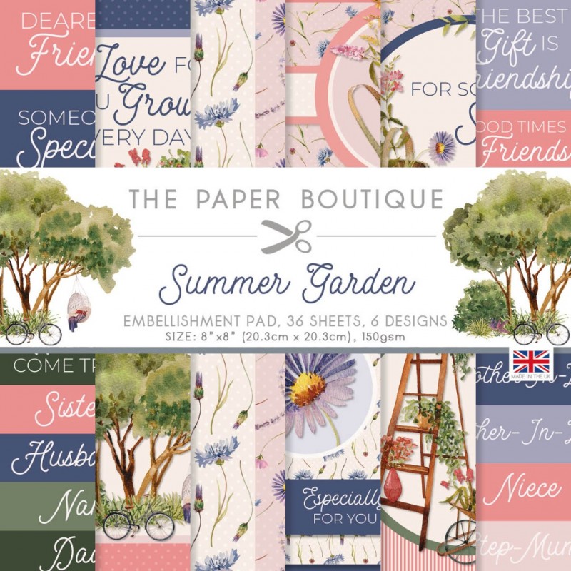 The Paper Boutique Summer Garden 8x8 Embellishments Pad