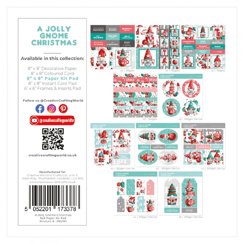 The Paper Boutique A Jolly Gnome Christmas 8x8 Paper Kit Pad