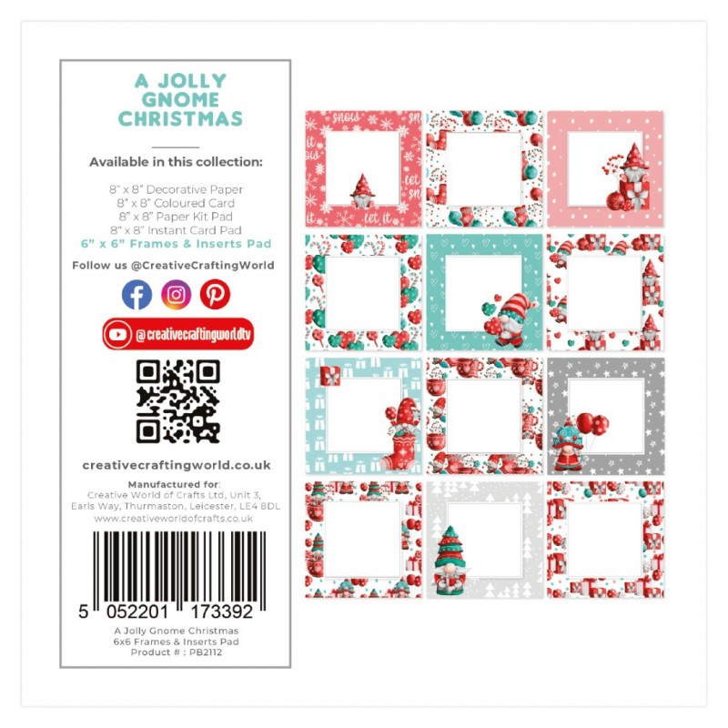 The Paper Boutique A Jolly Gnome Christmas Frames & Insert Papers for 6x6 Cards