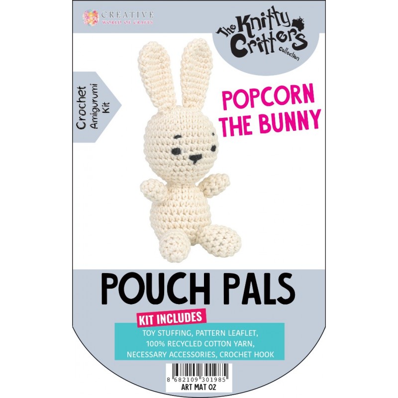 Knitty Critters Pouch Pals - Popcorn The Bunny