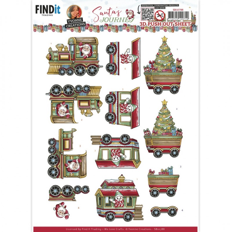 3D Push-Out - Yvonne Creations - Santa's Journey - Train