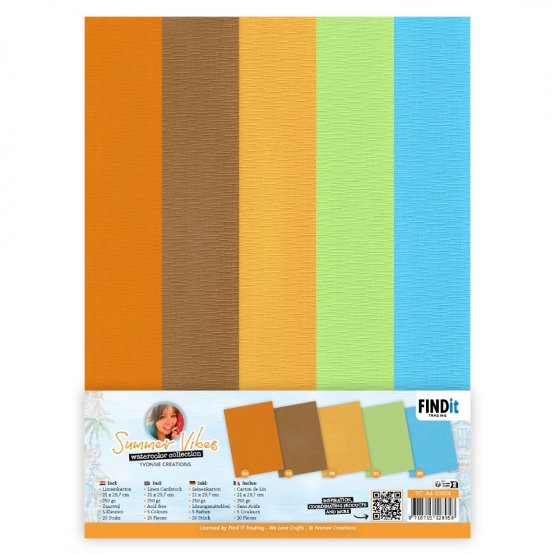 Linen Cardstock Pack - A4 - Yvonne Creations - Summer Vibes