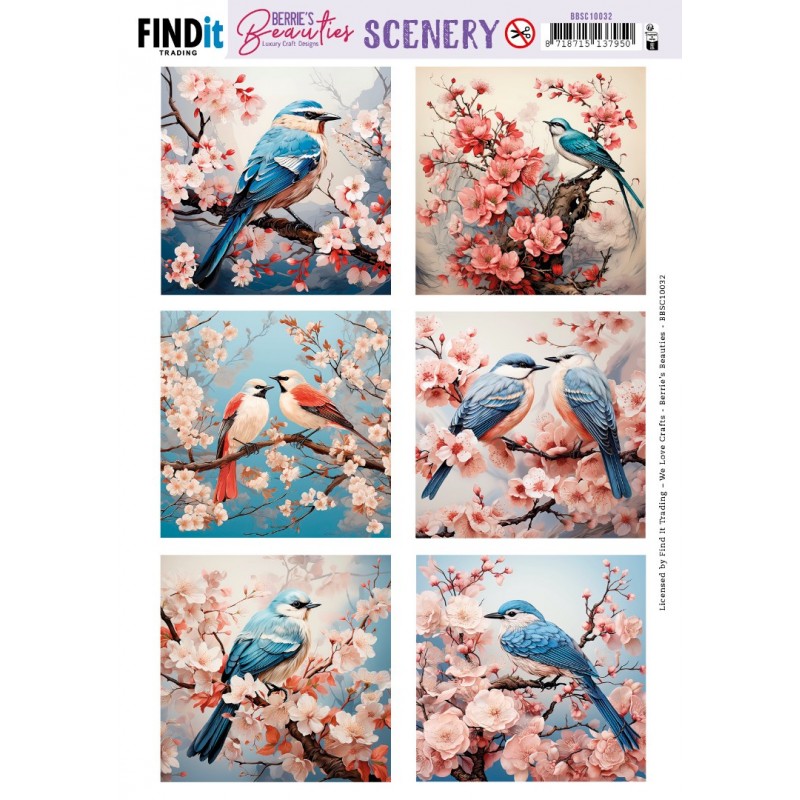 Scenery Push out - Berries Beauties - Blue Bird - Square