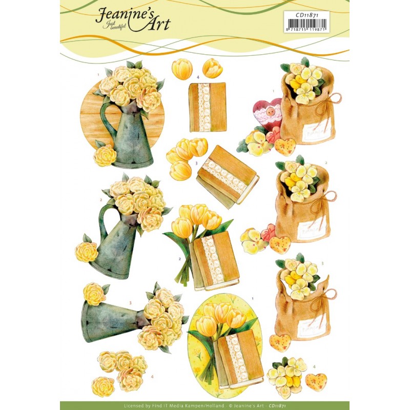 3D Cutting Sheet - Jeanine's Art - Yellow Flowers