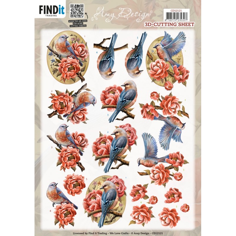 3D Cutting Sheet - Amy Design - Colorful Birds