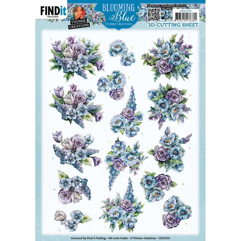 3D Cutting Sheets - Yvonne Creations - Blooming Blue - Larkspur