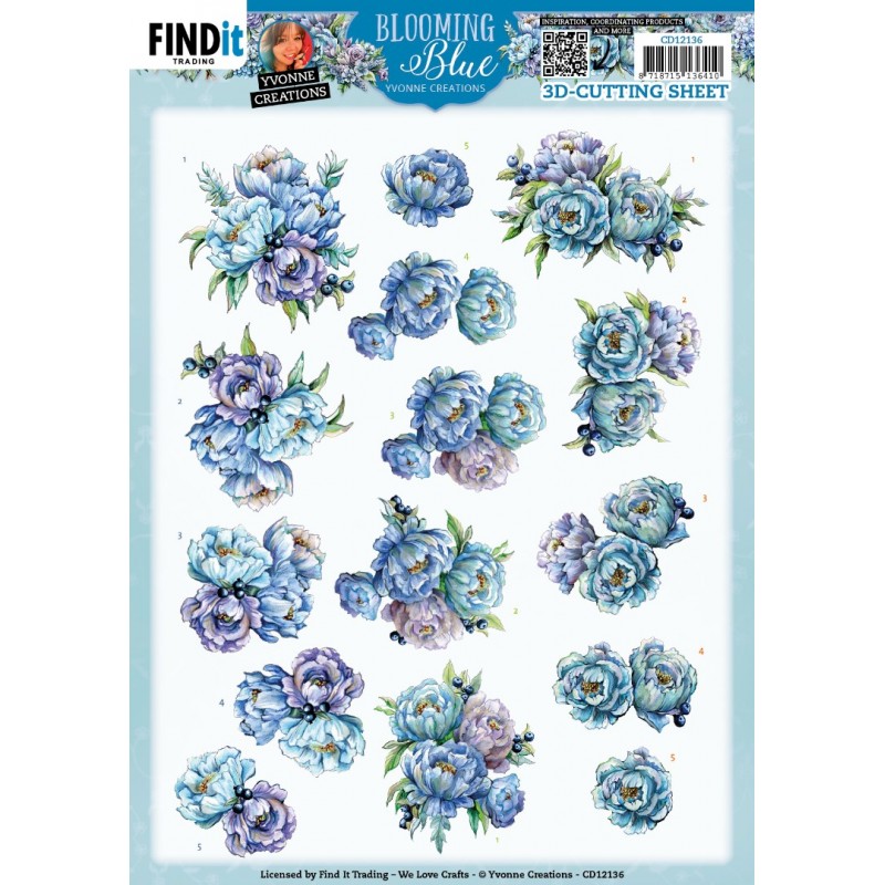 3D Cutting Sheets - Yvonne Creations - Blooming Blue - Blueberry