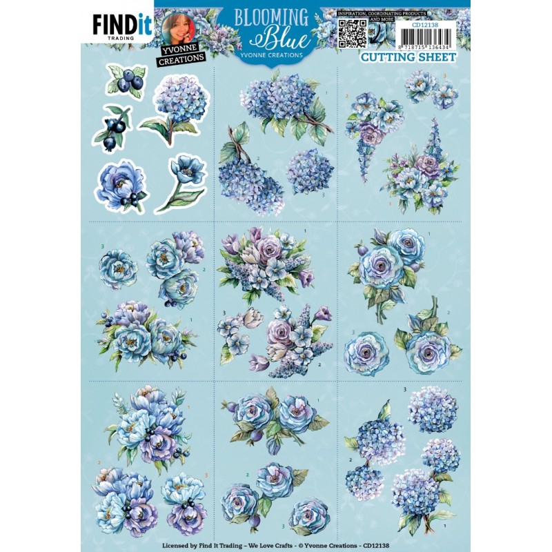 Cutting Sheets - Yvonne Creations - Blooming Blue - Mini