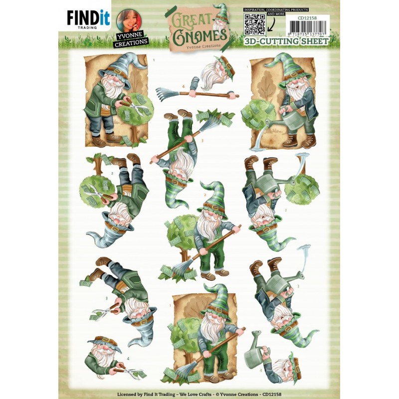 3D Cutting Sheets - Yvonne Creations - Great Gnomes - Garden Gnomes