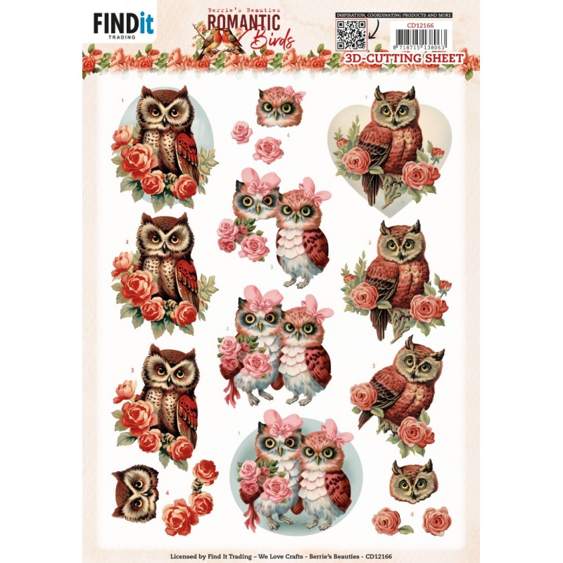 3D Cutting Sheets - Berries Beauties - Romantic Birds - Romantic Owl