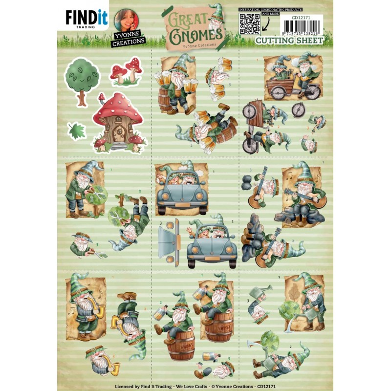 Cutting Sheets - Yvonne Creations - Great Gnomes - Mini