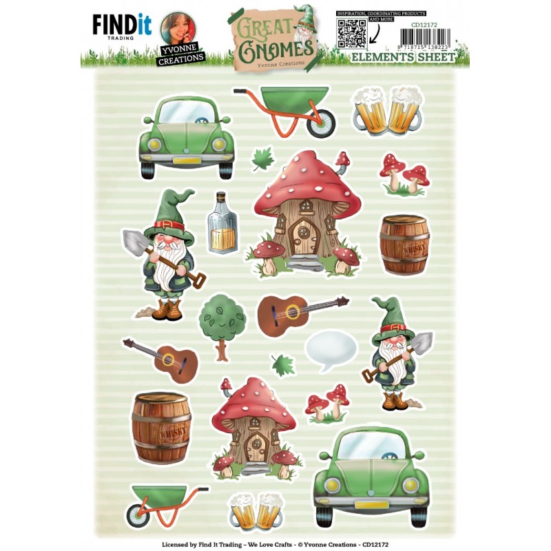 Cutting Sheets - Yvonne Creations - Great Gnomes - Small Elements