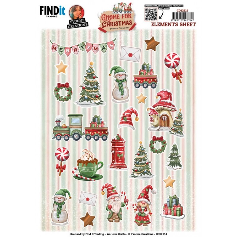 Cutting Sheets - Yvonne Creations - Gnome for Christmas - Small Elements