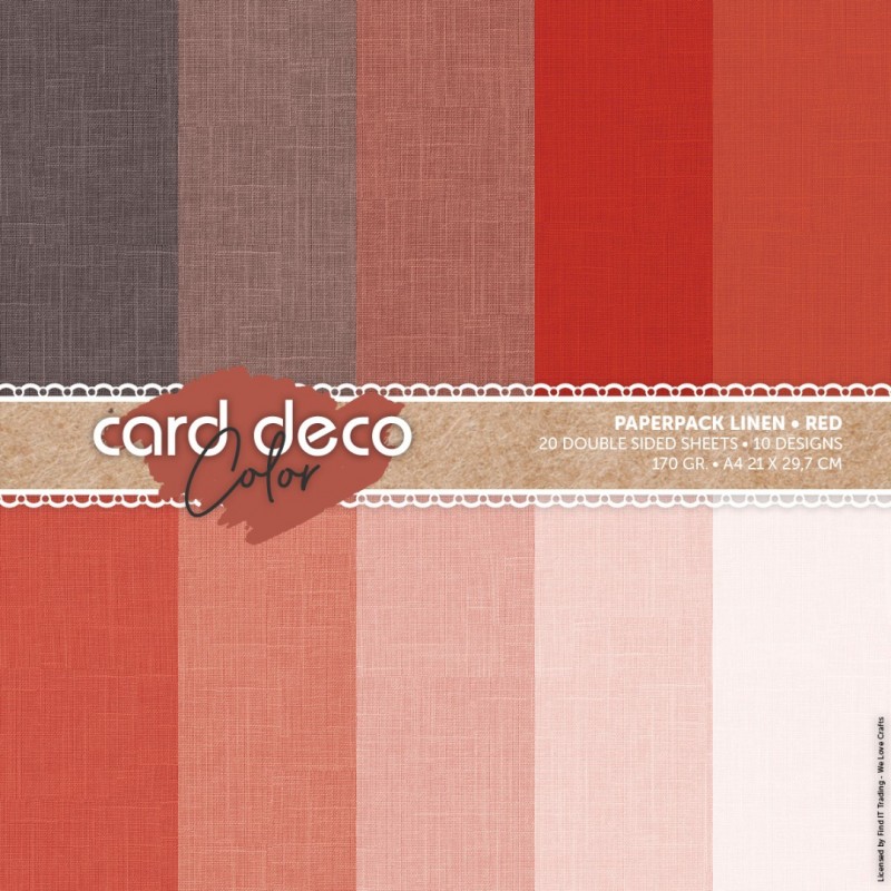 Card Deco Color Paperpack - Linen - Red - A4