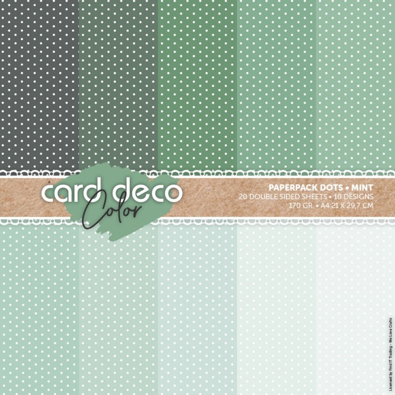 Card Deco Color Paperpack – Gestippeld – Mint - A4