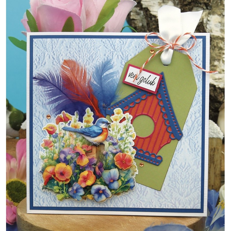 3D Push Out - Berries Beauties - Happy Blue Birds - Colourful Birds