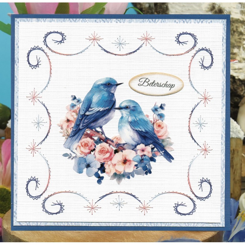 3D Cutting Sheets - Berries Beauties - Happy Blue Birds - Birds in Pink