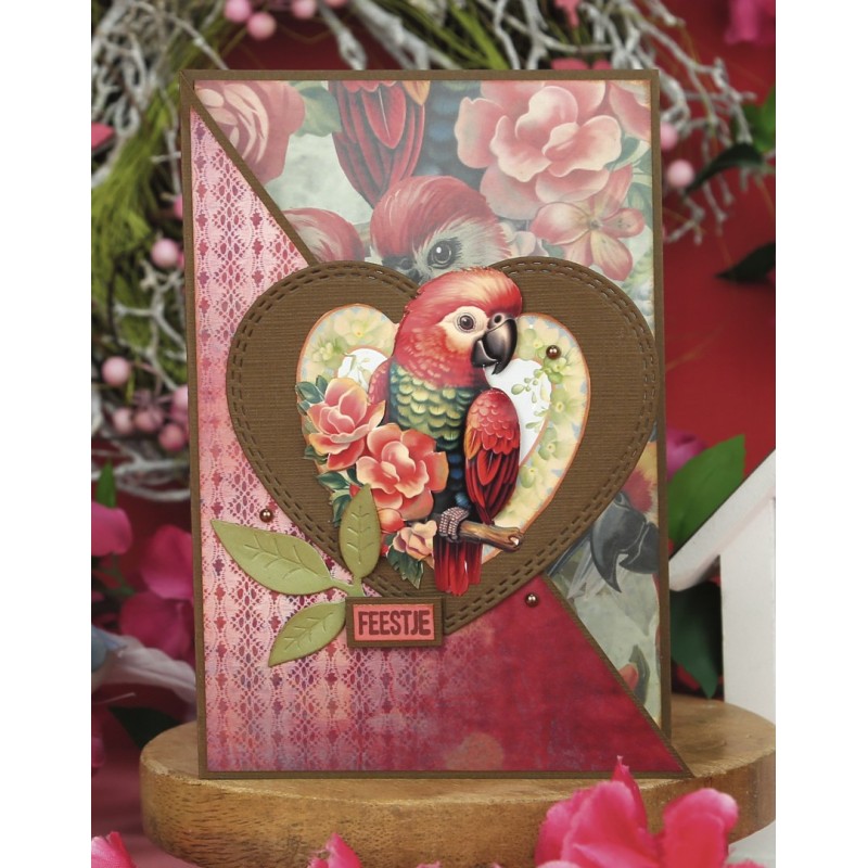 3D Push Out - Berries Beauties - Romantic Birds - Romantic Parrot