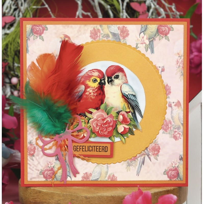 3D Push Out - Berries Beauties - Romantic Birds - Romantic Parrot