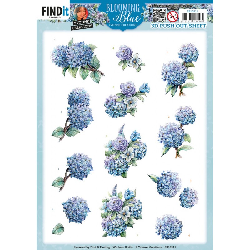 3D Push Out - Yvonne Creations - Blooming Blue - Hydrangea