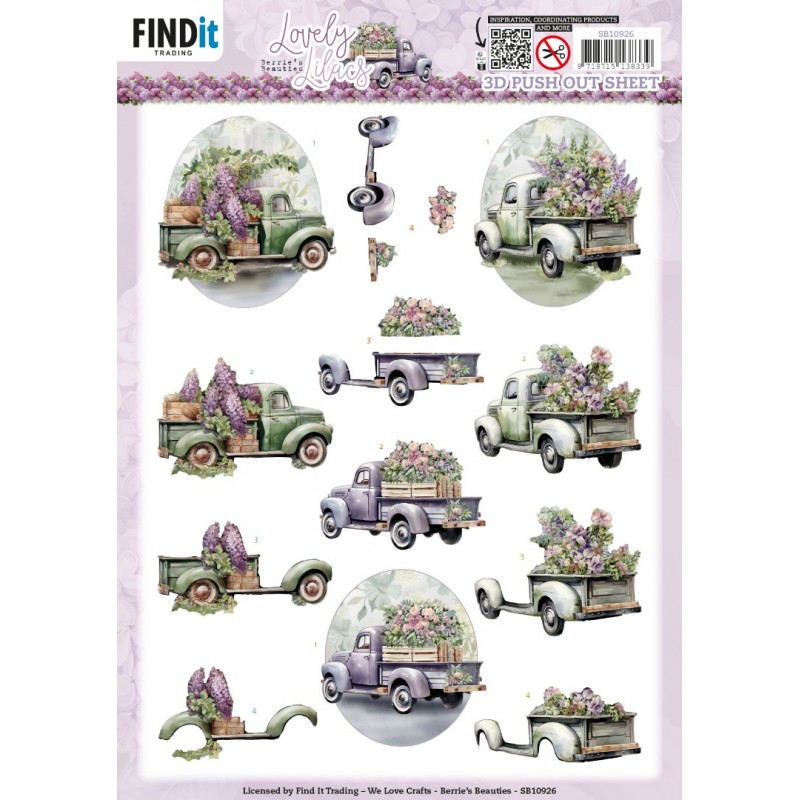 3D Push Out - Berries Beauties - Lovely Lilacs - Lovely Cars