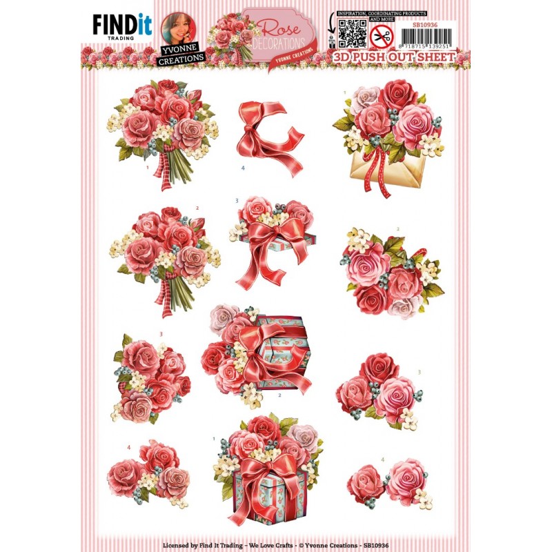 3D Push Out - Yvonne Creations - Rose Decorations - Rose Bouquet