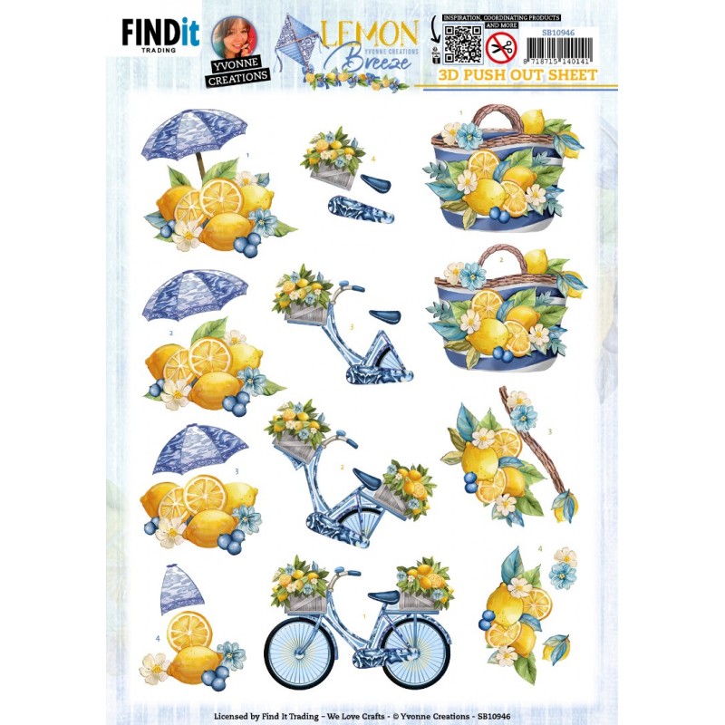 3D Push Out - Yvonne Creations - Lemon Breeze - Lemon Bike