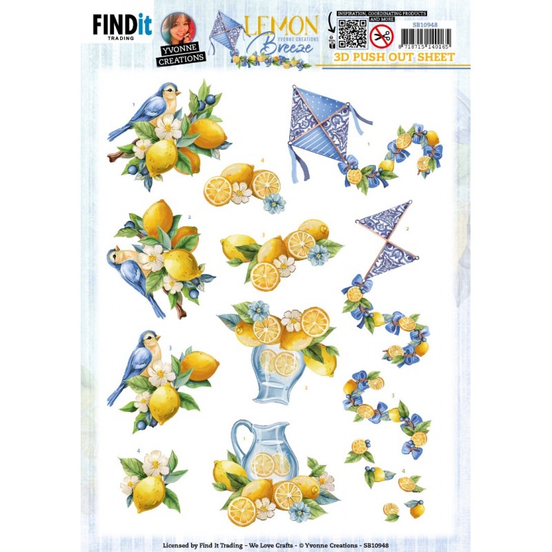 3D Push Out - Yvonne Creations - Lemon Breeze - Lemon Bird