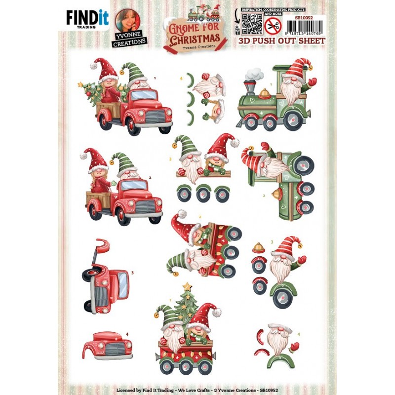 3D Push Out - Yvonne Creations - Gnome for Christmas - Gnome Transport