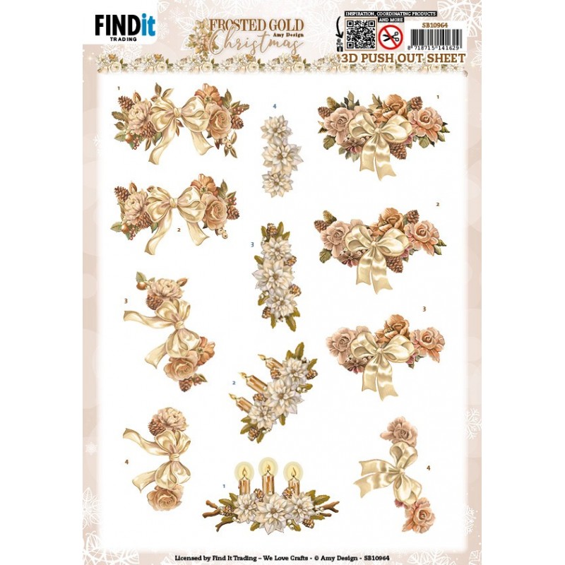 3D Push Out - Amy Design - Frosted Gold Christmas - Christmas Piece