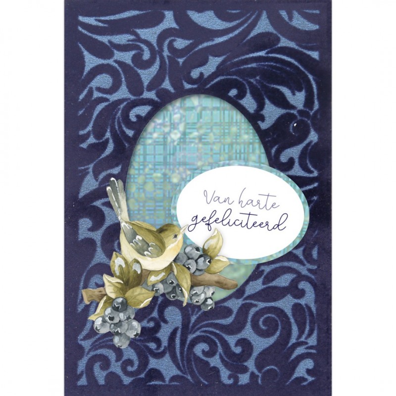 3D Velvet Cards A6 - Blackberries and Birds